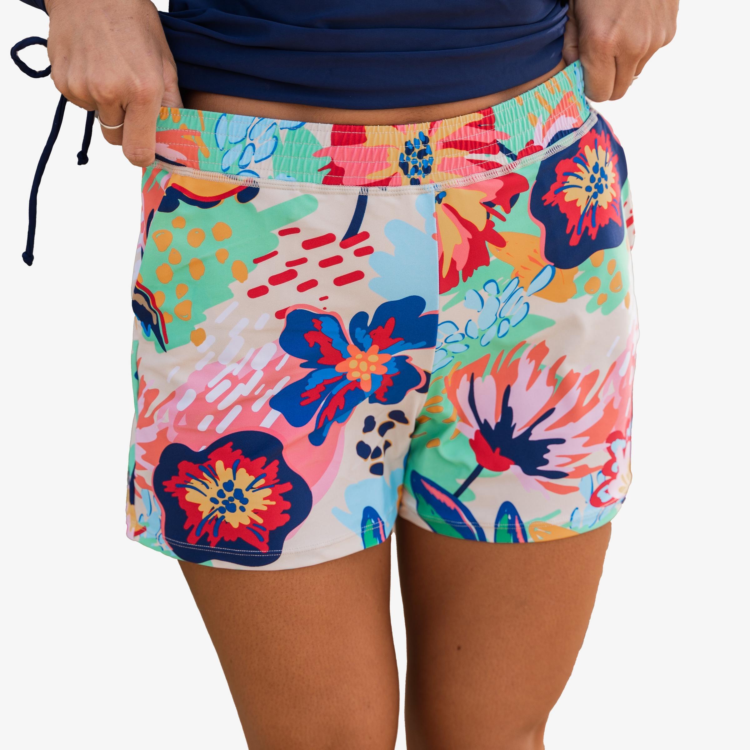 Women's Chlorine Resistant Classic Fit Swim Shorts With Panty