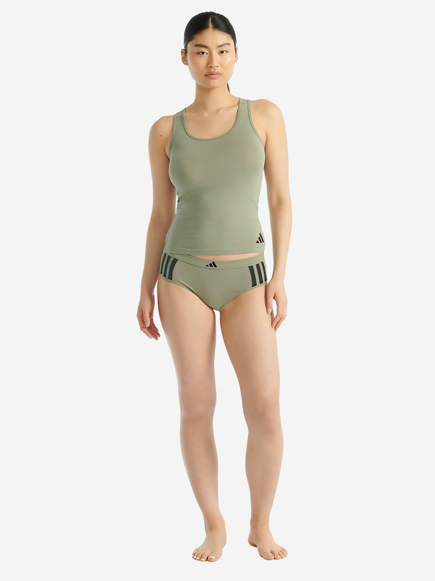 Tanktop atmungsaktiv Damen - Sport Active Essentials Cotton 3 Stripes khaki 7/7