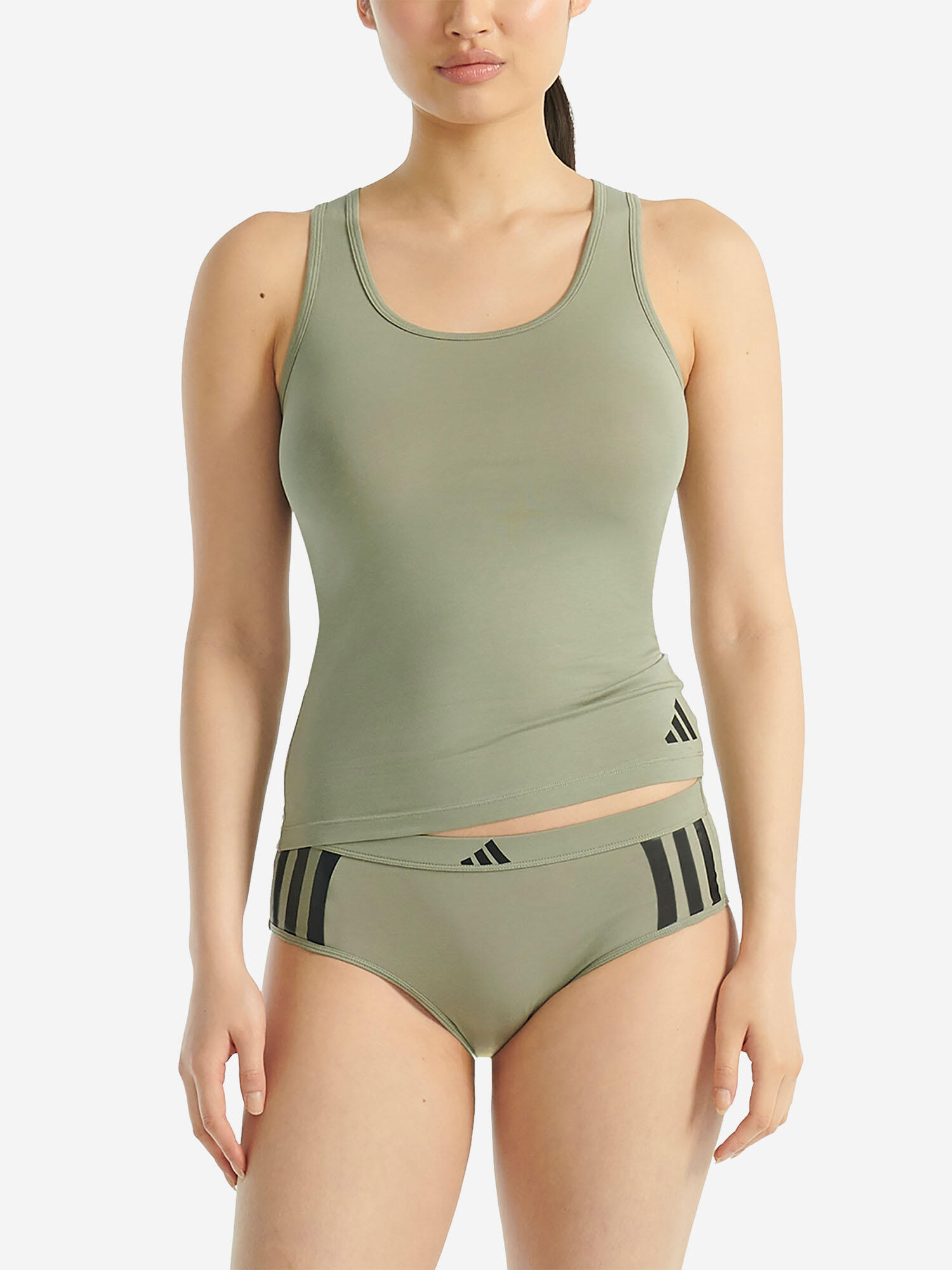 Tanktop atmungsaktiv Damen - Sport Active Essentials Cotton 3 Stripes khaki 6/7