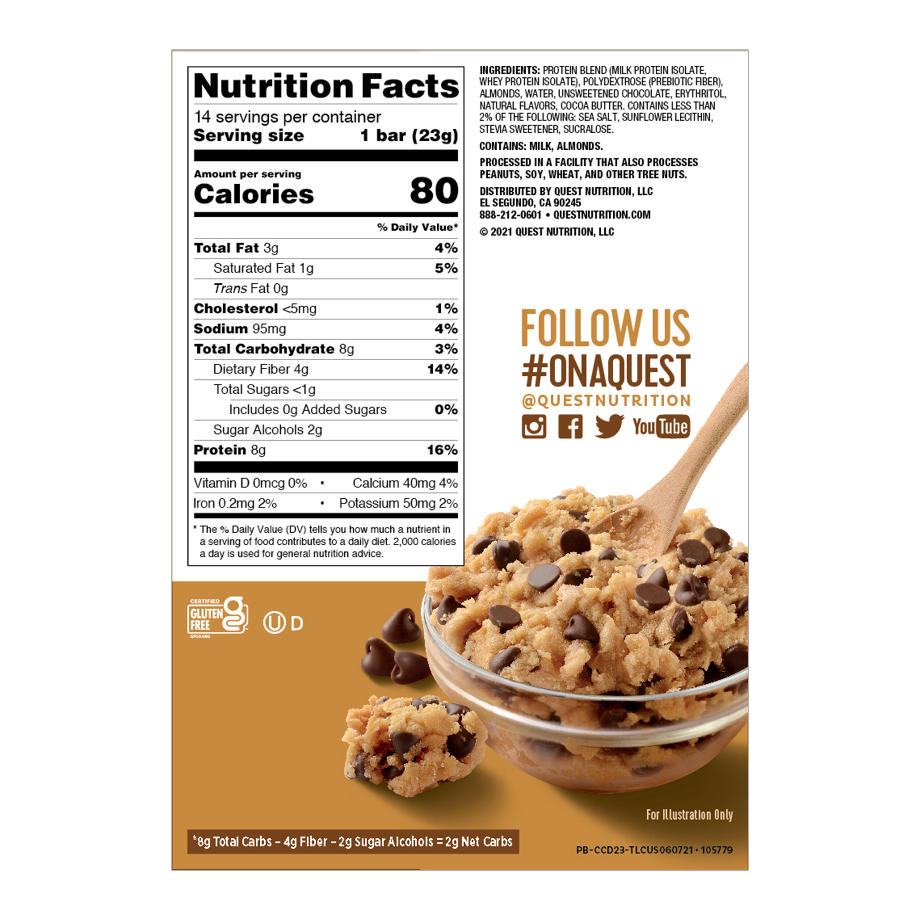 Quest Nutrition Quest Mini Bars (14x23g) Chocolate Chip Cookie Dough - Barres 4/5
