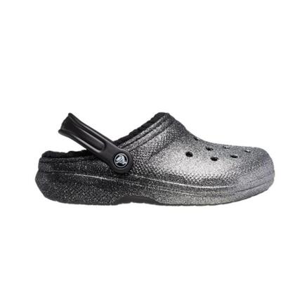 Klapki sandały Crocs Classic Glitter Lined Clog Srebrne 205842-067