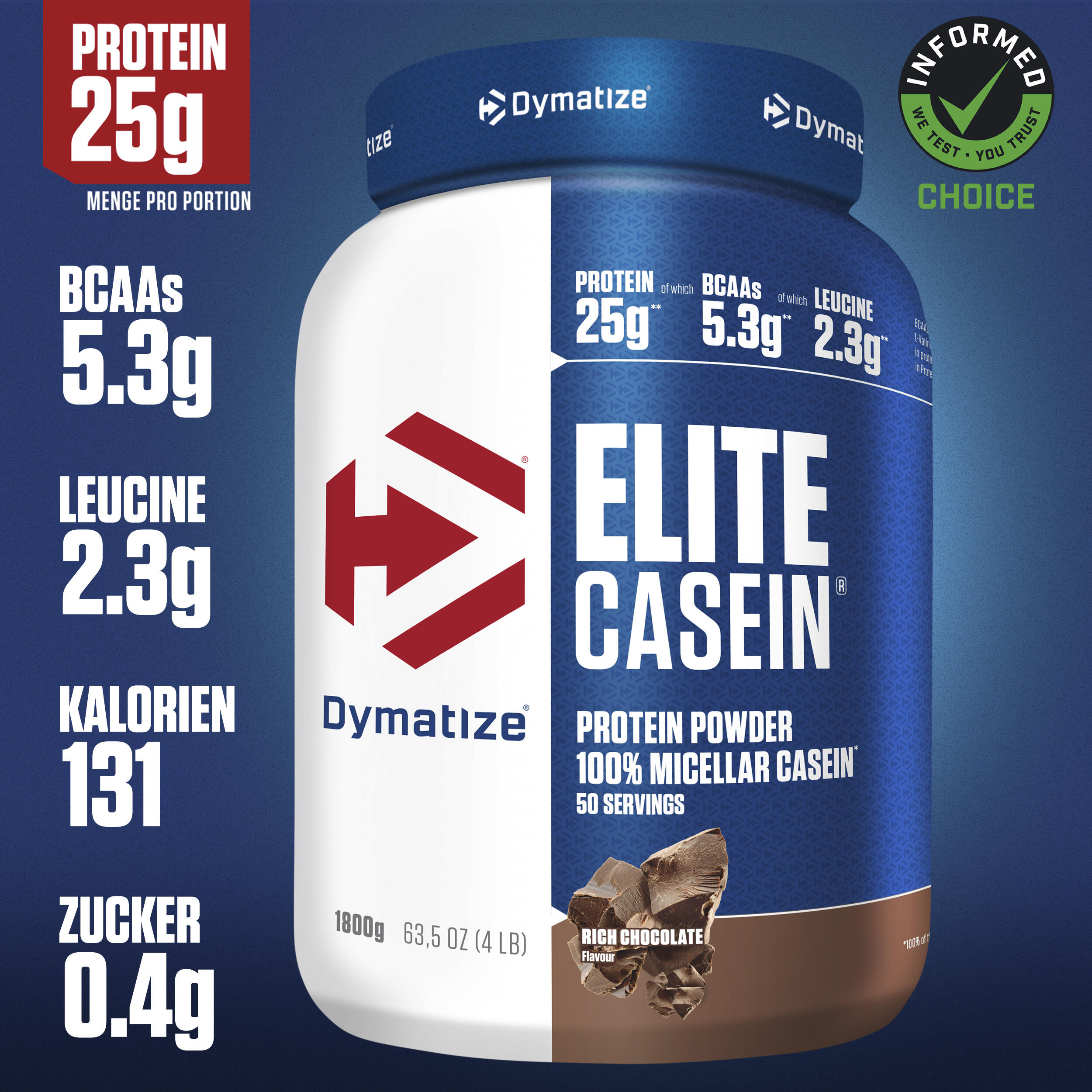 Elite Casein 1800g Rich Chocolate 2/6