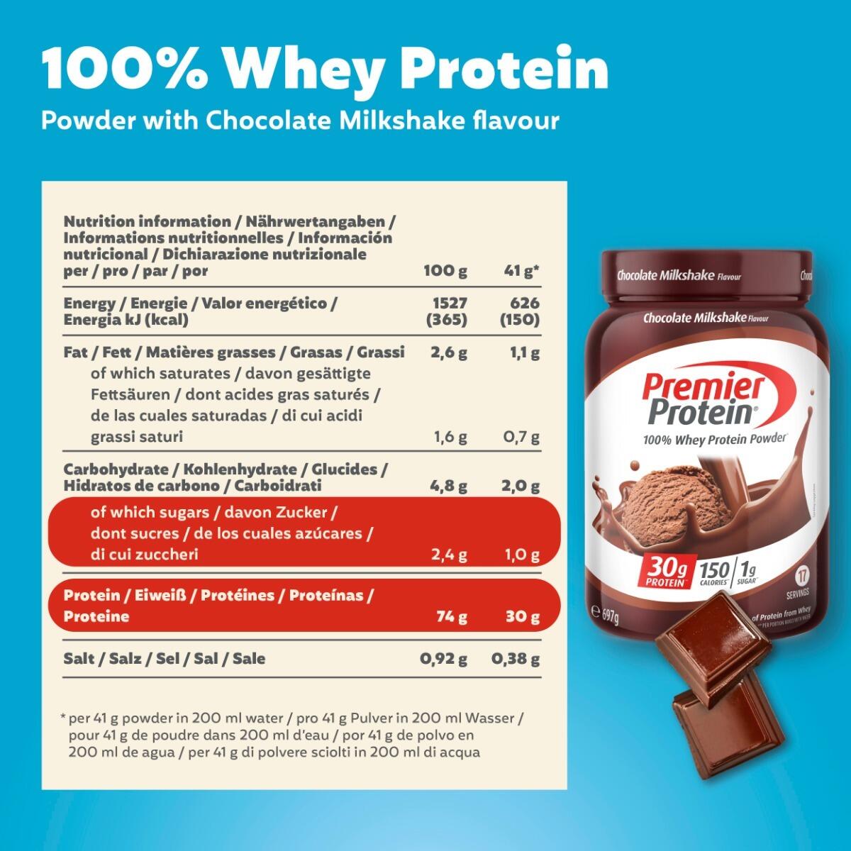 100% Whey Protein Powder 697g Chocolate Milkshake 6/6