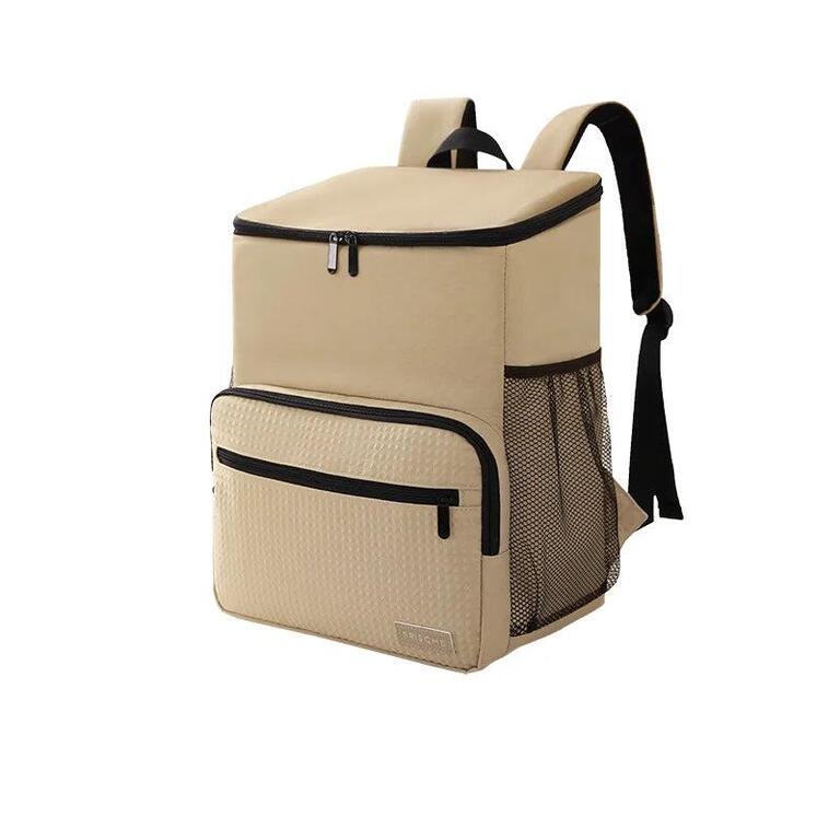Cooler backpack with PEVA lining in khaki