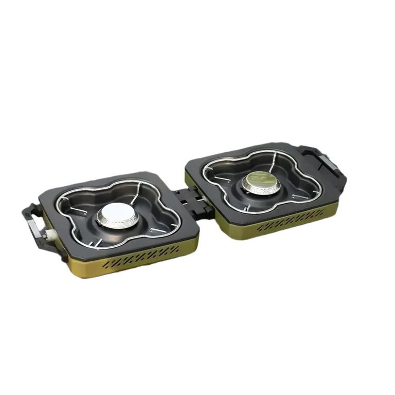 NNEOBA Double Burner Camping Stove High Firepower Gas Green