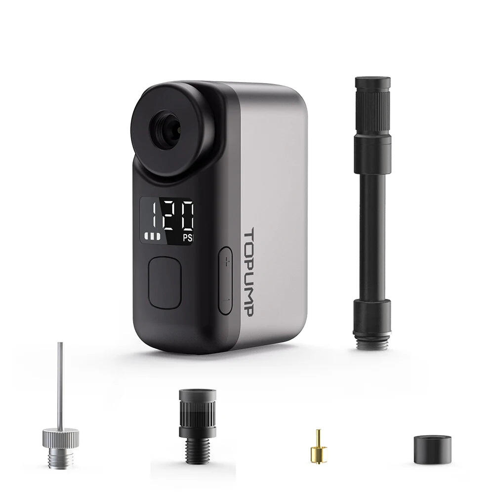 NNEOBA Mini Cordless Electric Bike Pump 120 PSI Tire Inflator with Screen Grey