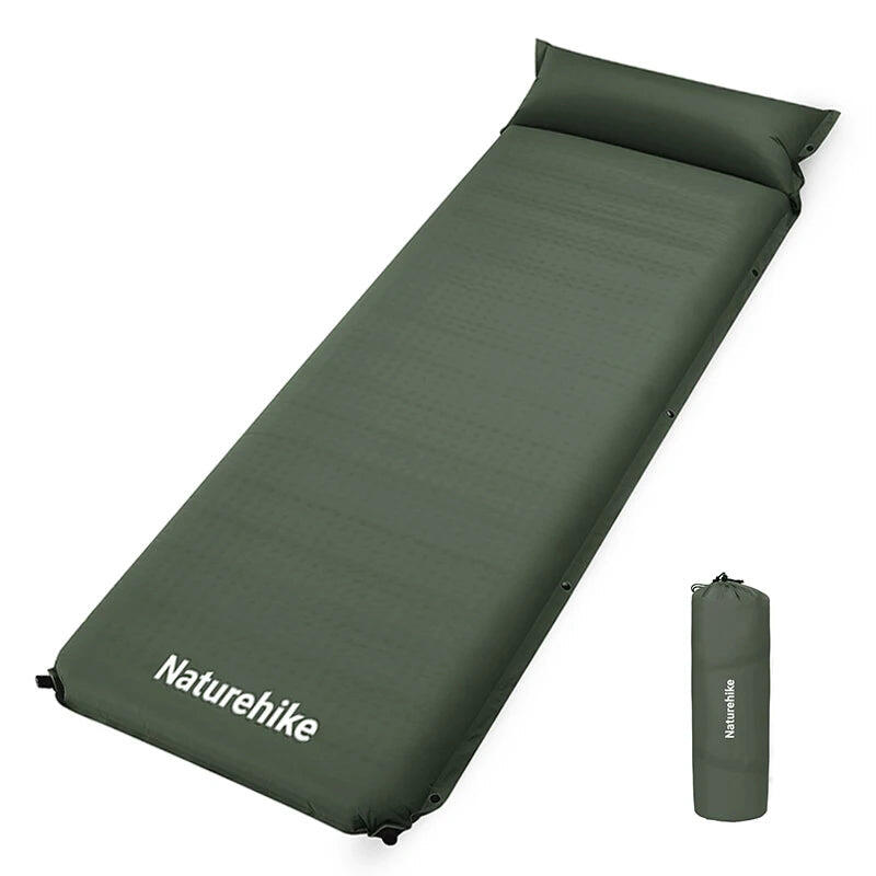 NNEOBA 10cm Thick Self-Inflating Double Mattress with Pillow Green