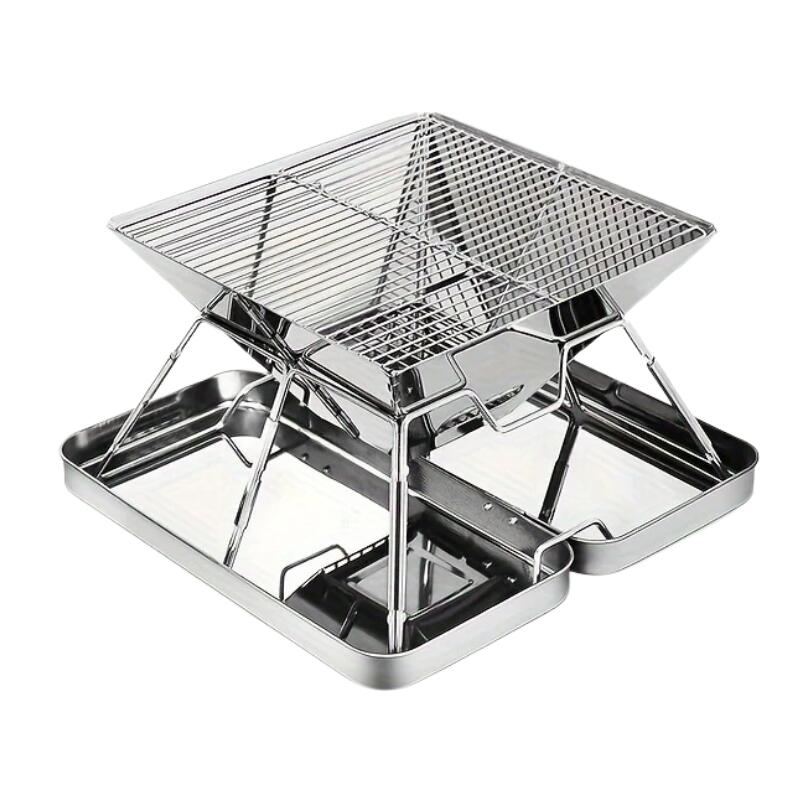 NNETM Stainless Steel Folding BBQ Grill Outdoor Cooking