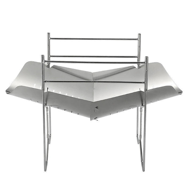 Portable Stainless Steel Folding BBQ Grill Stove Silver