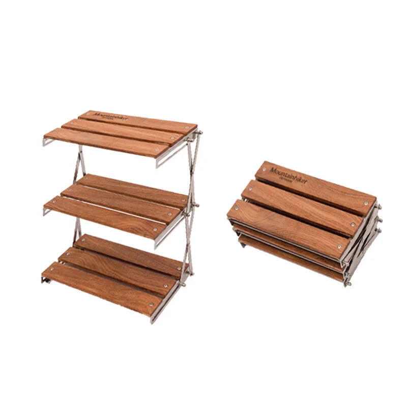 NNEOBA Portable 3-Tier Camping Rack Foldable Brown