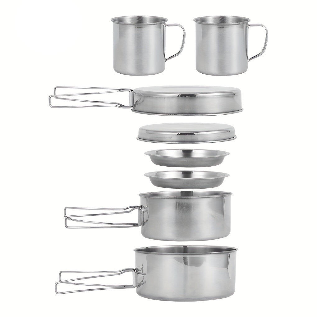 NNETM Camping Cookware Stainless Steel Set Outdoor (8pcs)