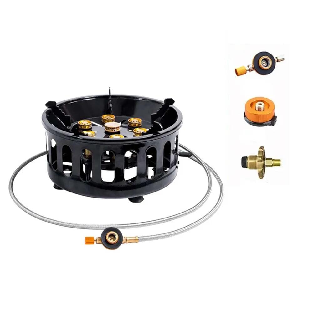 7-Core High-Power Camping Gas Stove 19800W Windproof Burner Black