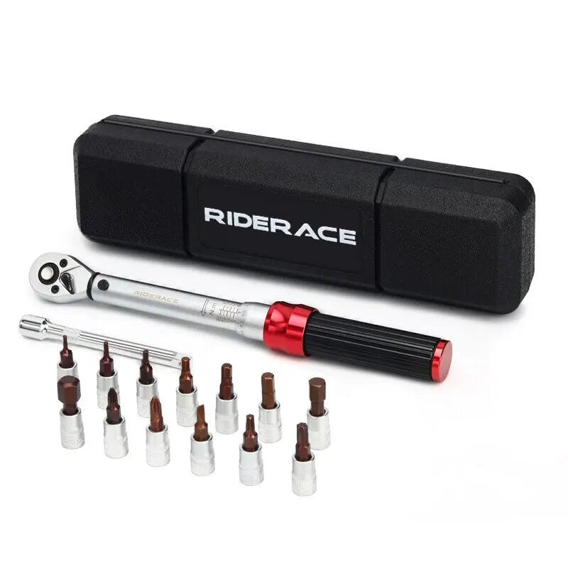 NNEOBA Bicycle Torque Wrench Set Dual Direction Socket Kit Red