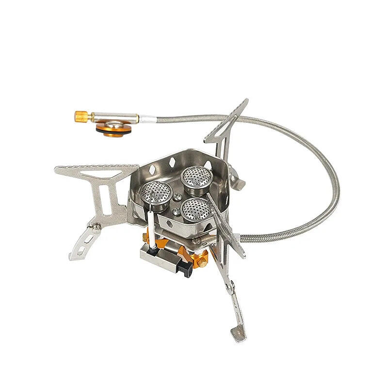NNEOBA Three-Head Gas Stove Windproof Camping Silver
