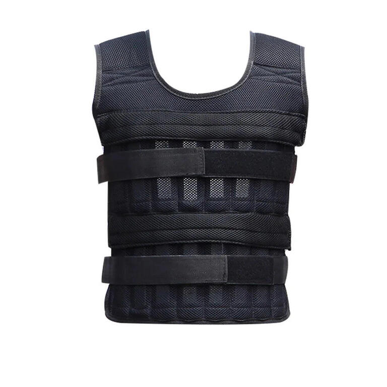 Adjustable weighted vest in black with plate holders