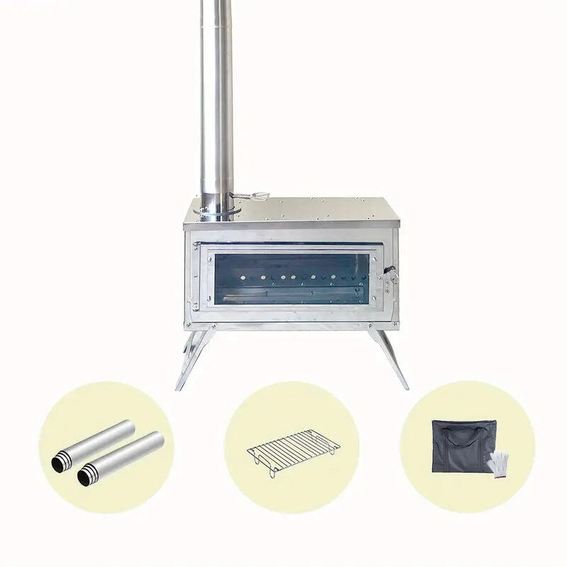 NNETM Firewood Stove with Chimney - Outdoor Portable Camping Heater