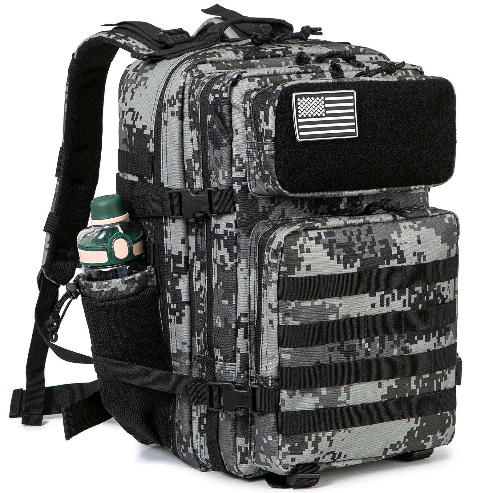 NNEOBA 45L Tactical Backpack Waterproof Rucksack Black Camo