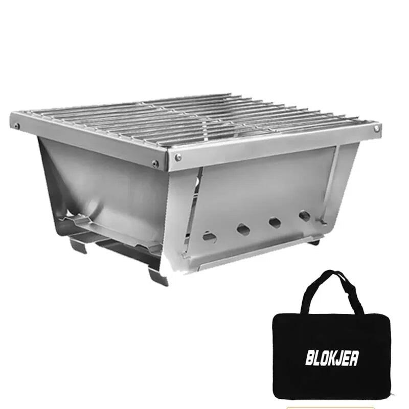 NNEOBA 304 Stainless Steel Folding BBQ Grill Camping Stove Silver
