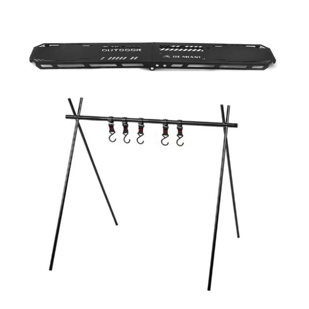 NNEOBA Foldable Camping Tripod Top Plate Rack Black