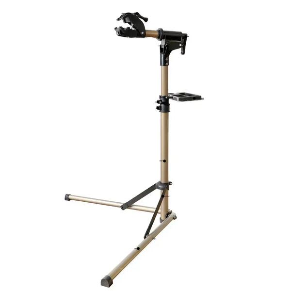 Gold aluminium bike repair stand with folding legs