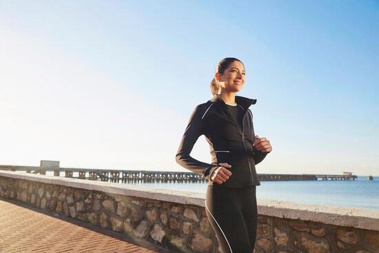 Giacca sportiva da padel e tennis donna con cerniera Hina Black