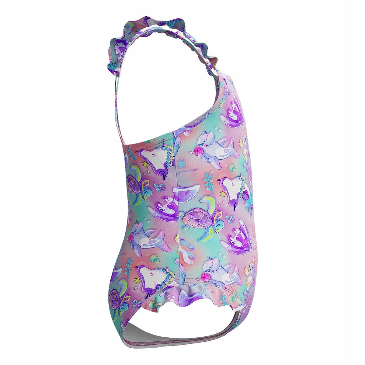 Girls Sea Creatures Frill One Piece Swimsuit (Purple) 3/4