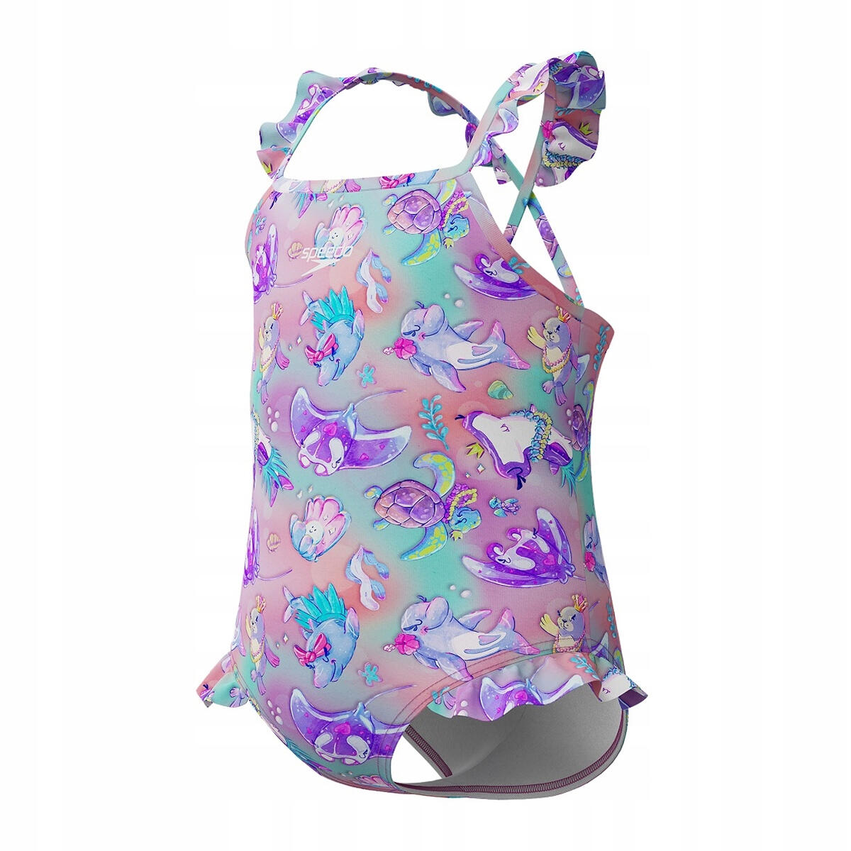 Girls Sea Creatures Frill One Piece Swimsuit (Purple) 4/4