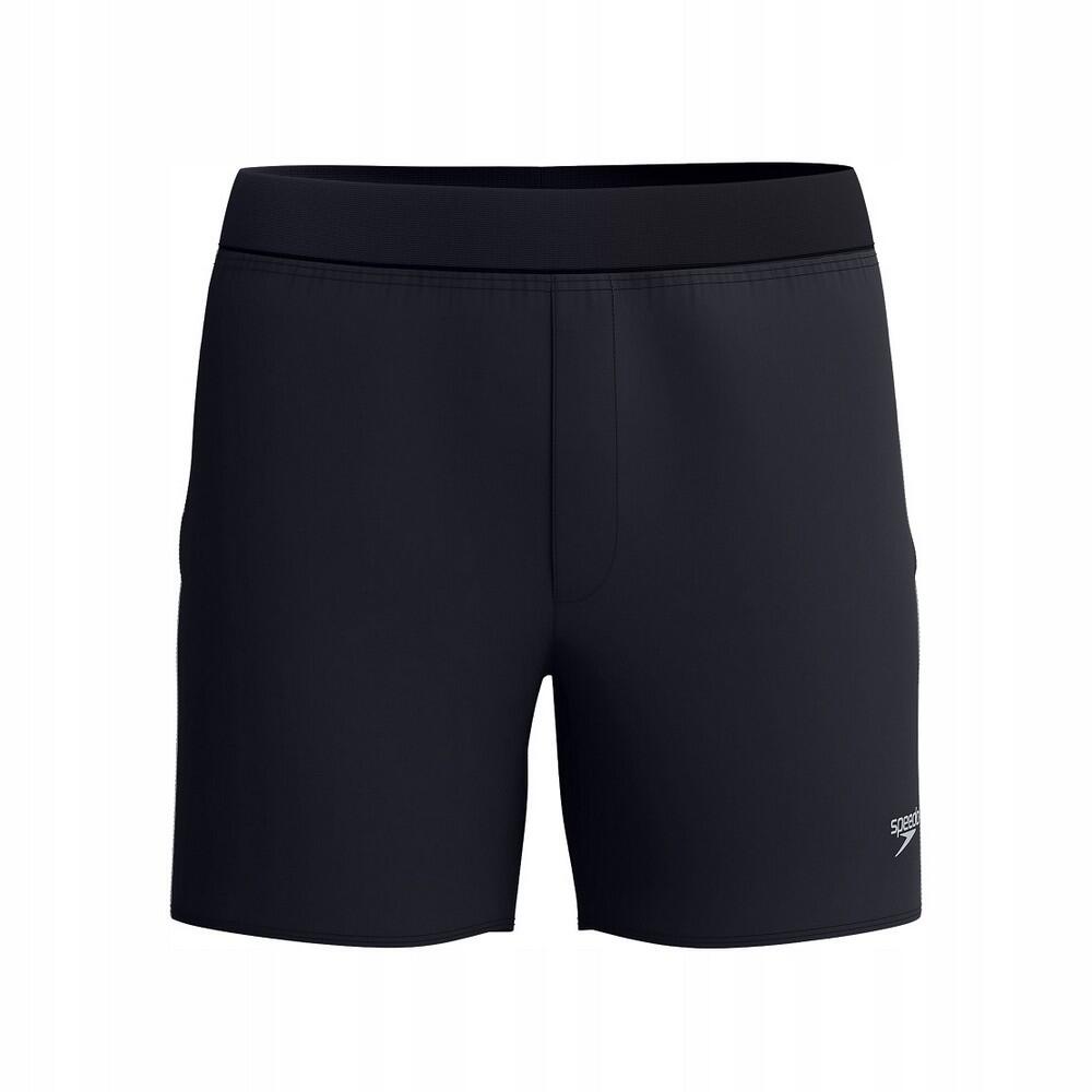 Mens Solid Endurance+ Flexible Swim Shorts (Black)