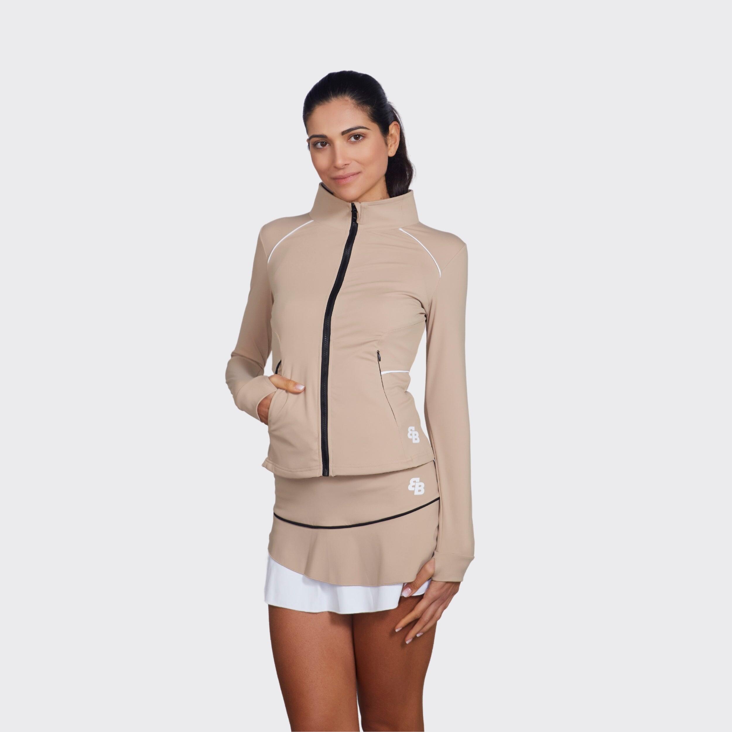 Veste de tennis et padel femme Belén Berbel Hina Beige 3/5