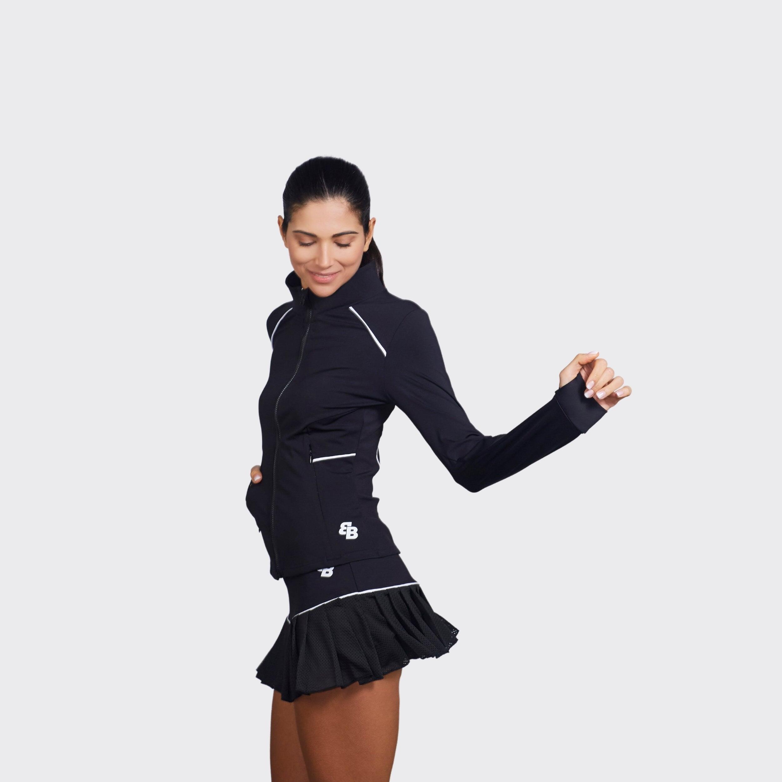 Giacca sportiva da padel e tennis donna con cerniera Hina Black 4/4