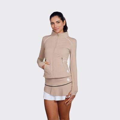 Giacca sportiva da padel e tennis donna con cerniera Hina Beige