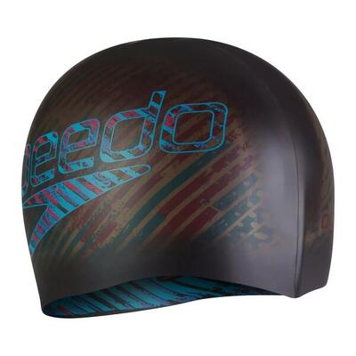 Bedrukte silicone badmuts voor volwassenen (zwart/blauw)