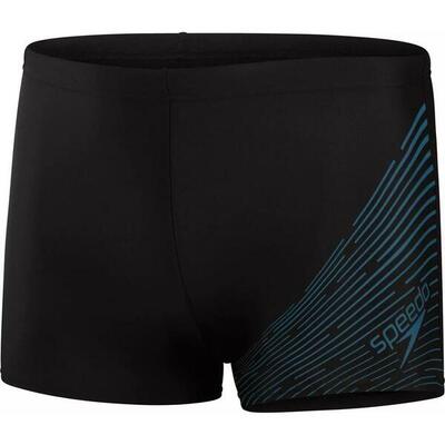 Heren medley aquashort logo zwemshort (zwart/blauw)