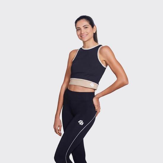 Top corto sportivo da padel e tennis donna traspirante Isis Black