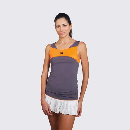 Atmungsaktives Padel- und Tennisshirt für Damen Hera Dark Grey