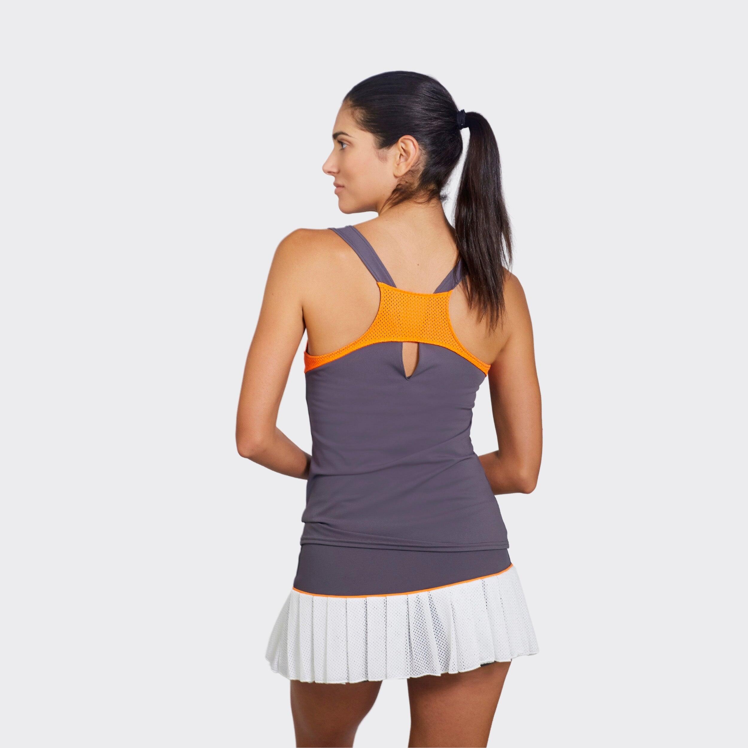 Ademend padel- en tennisshirt voor dames Hera Dark Grey 2/5
