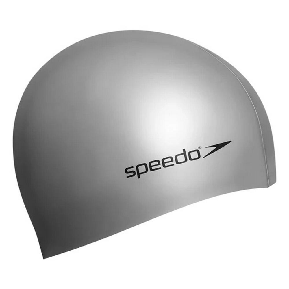 Flat Silicone Swim Cap (Silver)