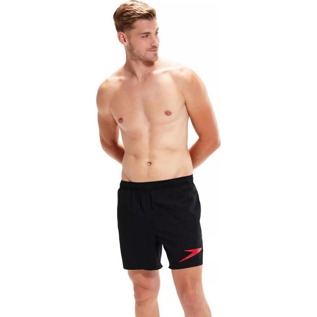 Mens Logo Sport Swim Shorts (Black/Red)