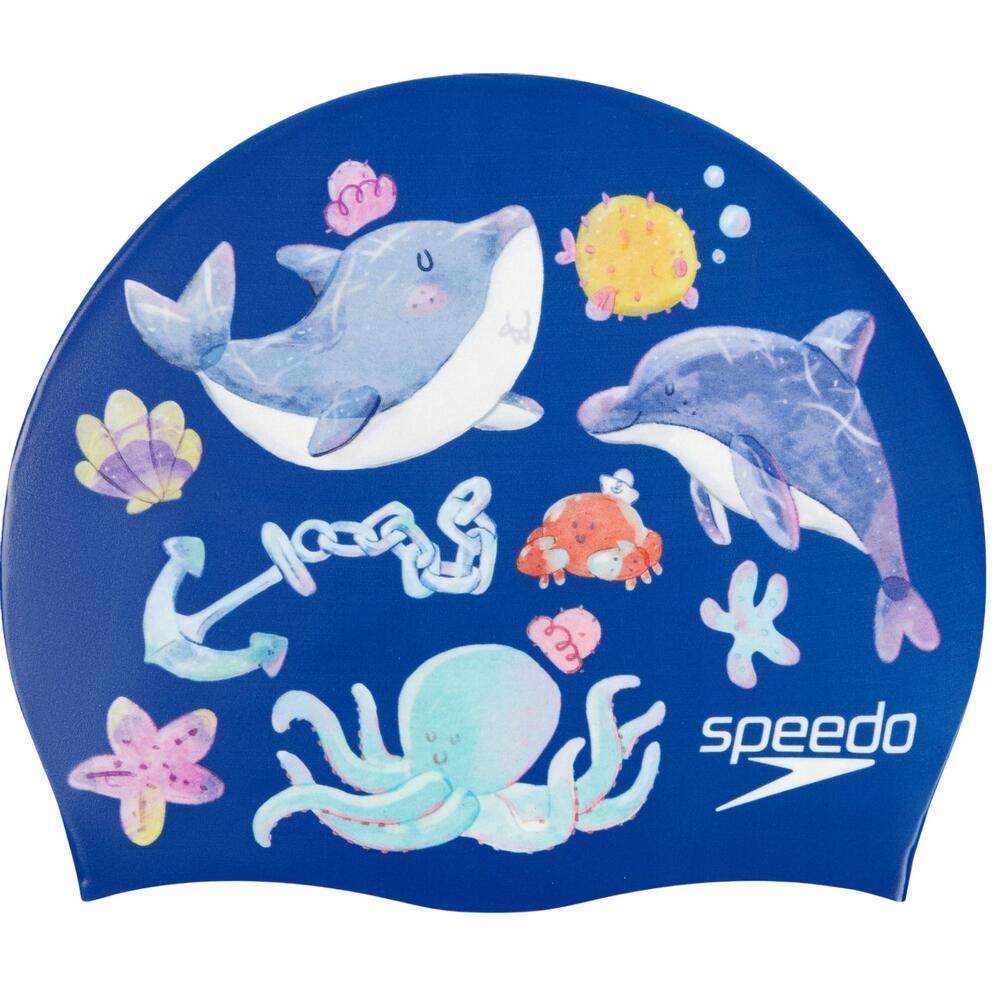 Childrens/Kids Digital Print Swimming Cap (Blue) 3/3