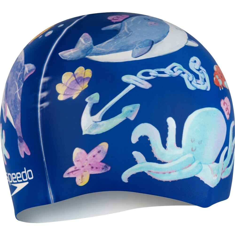 Childrens/Kids Digital Print Swimming Cap (Blue) 1/3