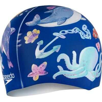 Zwemcap met digitale opdruk voor kinderen (blauw)