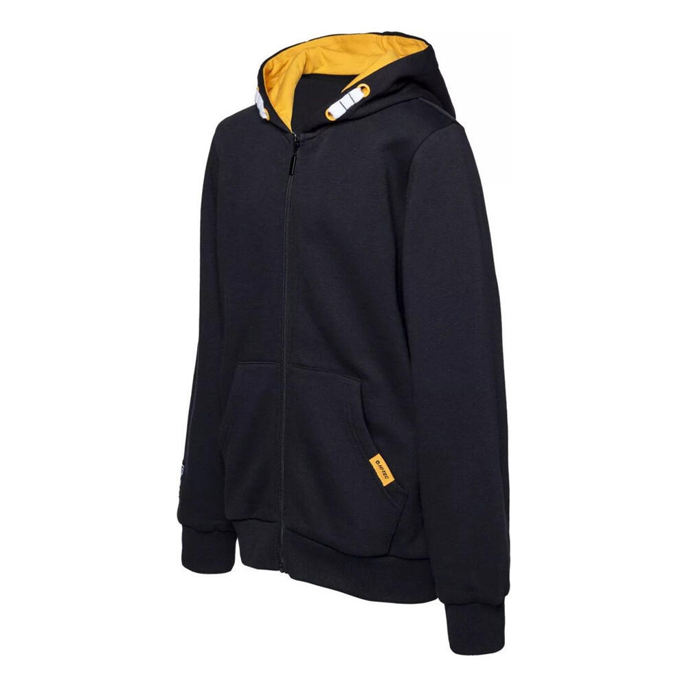 Felpa Con Cappuccio E Zip Intera Bambini Hi-Tec Nero Arancione Fiamma 3/3