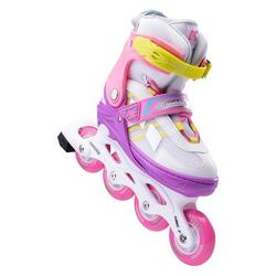 Patins À Roulettes Alignées MERON Enfant (Blanc / Rose / Violet)
