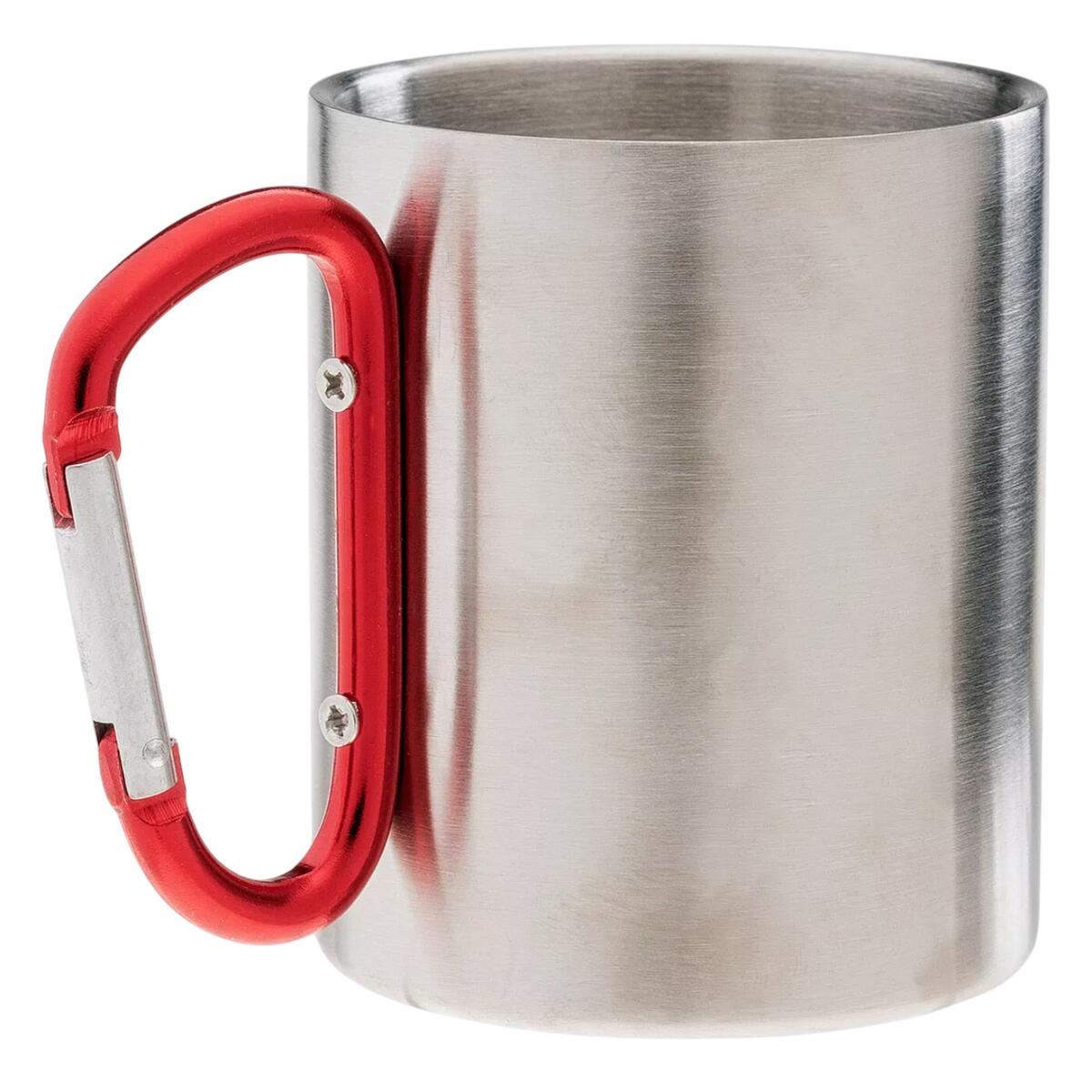 Kaffeebecher "Kap", Berg Damen und Herren Silber/Rot 2/3