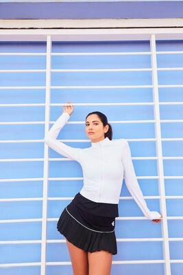 Giacca sportiva da padel e tennis donna con cerniera Seamless Nuir White