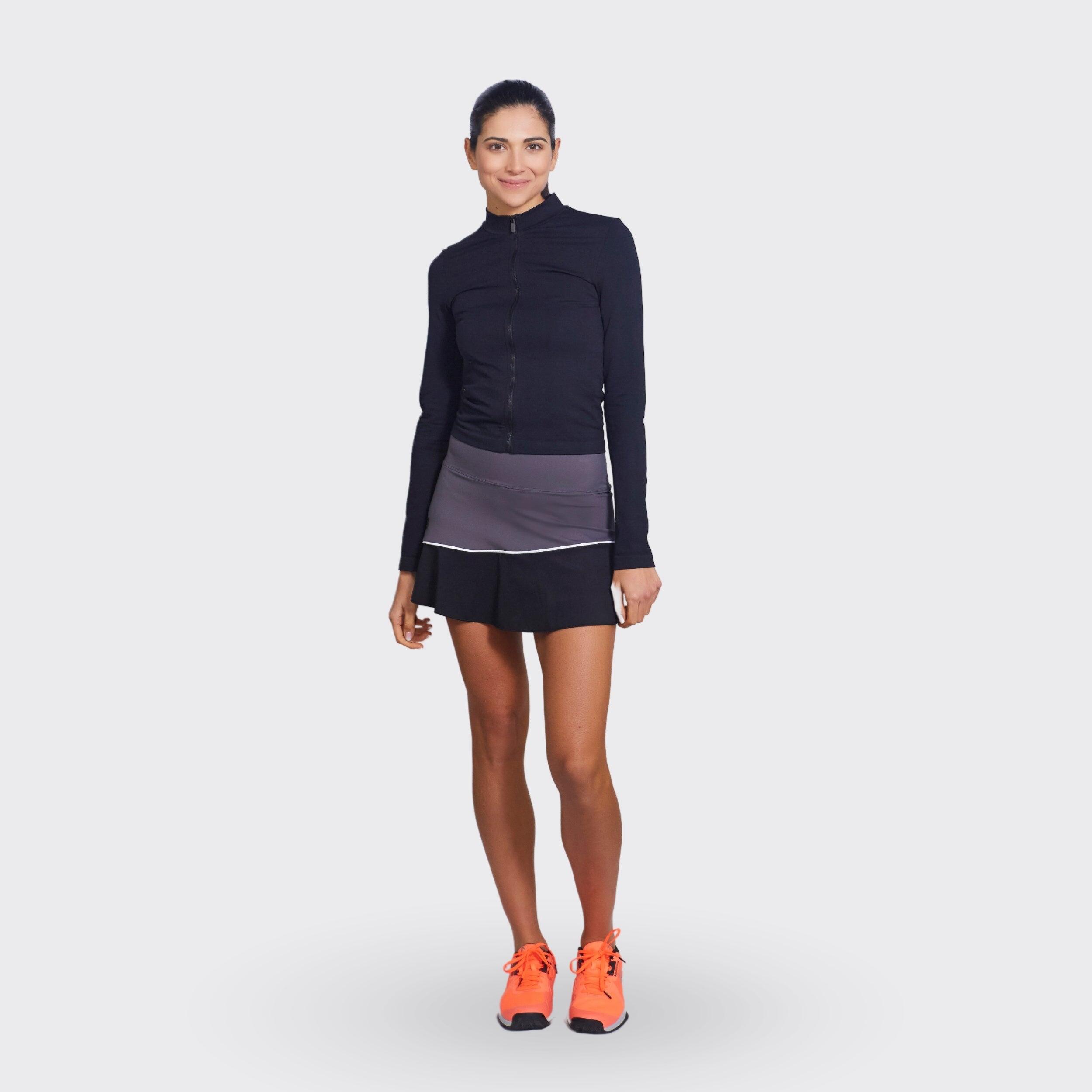 Veste de padel et de tennis pour femme avec fermeture éclair Seamless Nuit Black 4/4