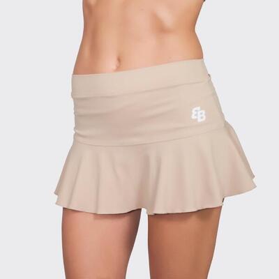Ademende, elastische padel- en tennisrok voor dames básica beige
