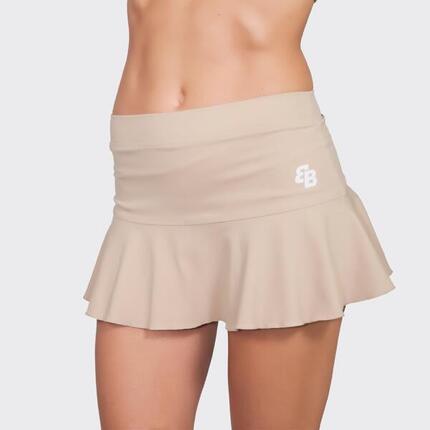 Ademende, elastische padel- en tennisrok voor dames Básica Beige
