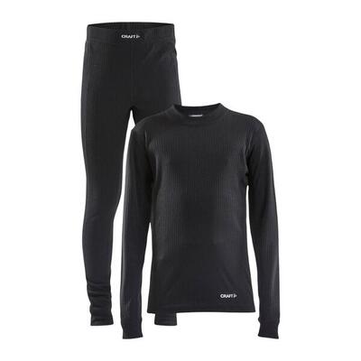 Thermo set craft core dry baselayer zwart voor kinderen