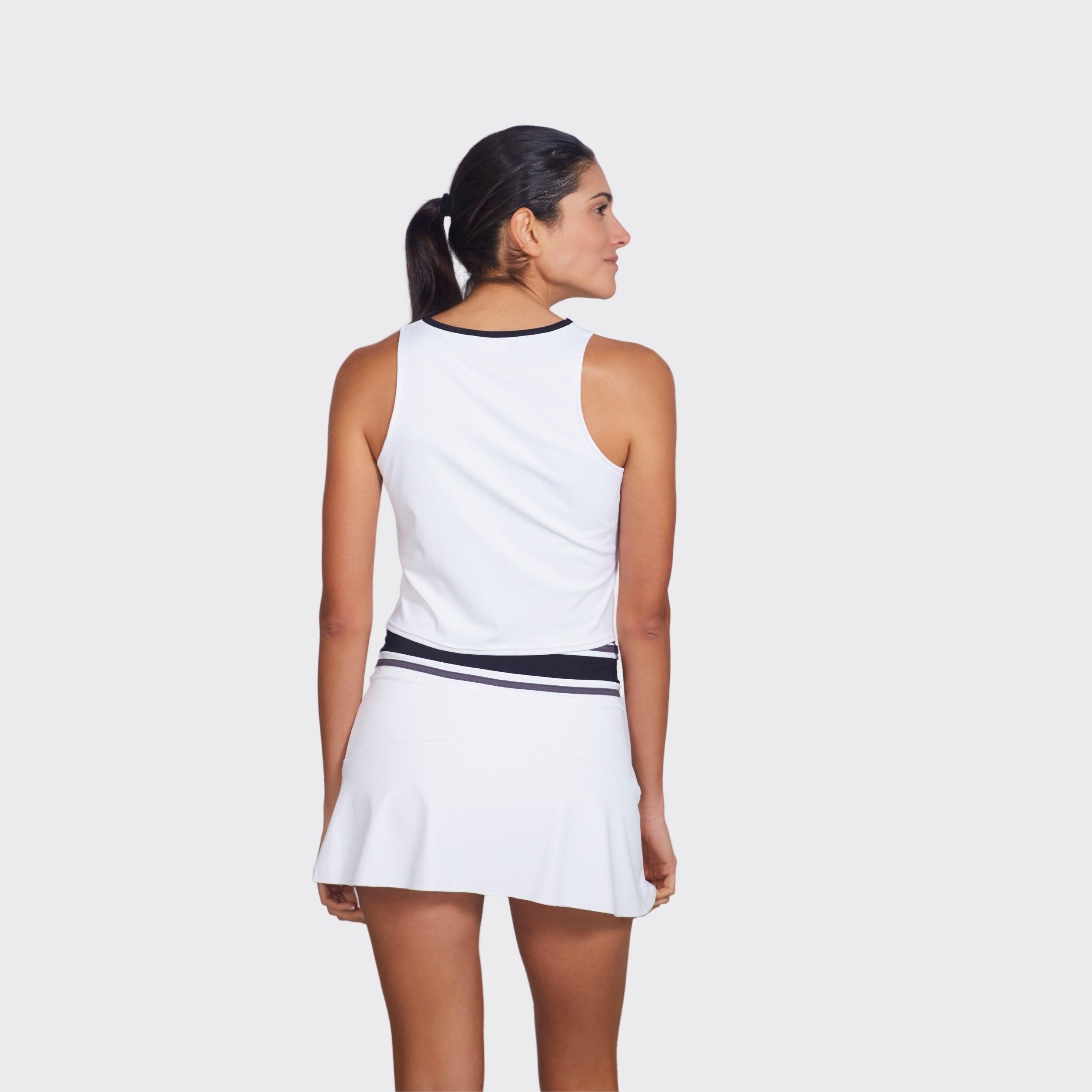 Maglietta sportiva da padel e tennis donna traspirante Media Rhea White 2/6